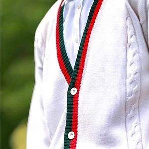 Gucci Sport Green And Red Striped Cardigan